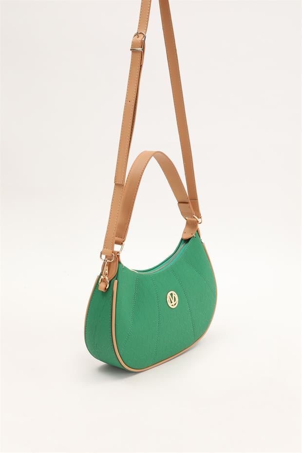 Çimen Yeşili Petek Baskılı El Çantası