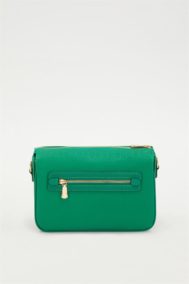 Çimen Yeşili Petek Kabartmalı Omuz Çantası