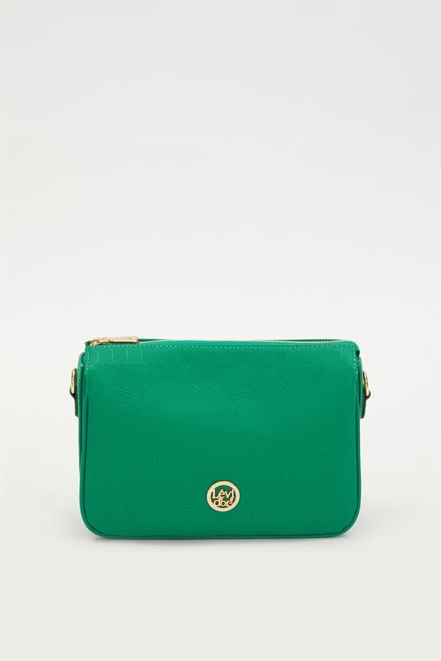 Çimen Yeşili Petek Kabartmalı Omuz Çantası