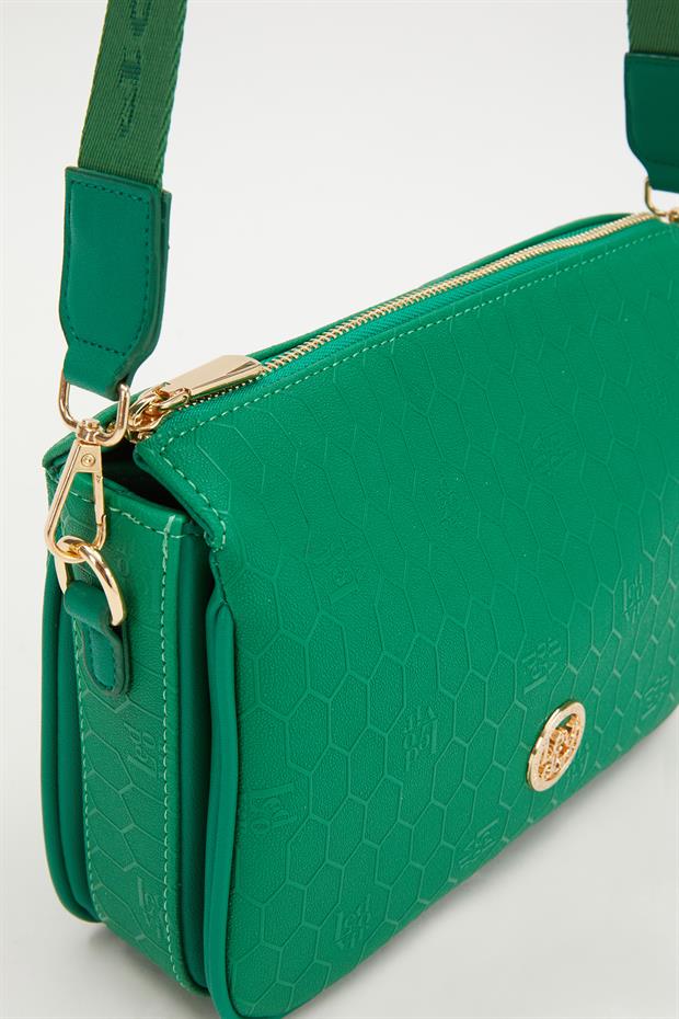 Çimen Yeşili Petek Kabartmalı Omuz Çantası