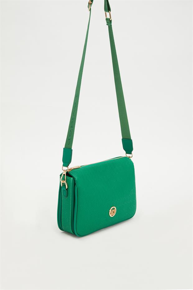 Çimen Yeşili Petek Kabartmalı Omuz Çantası