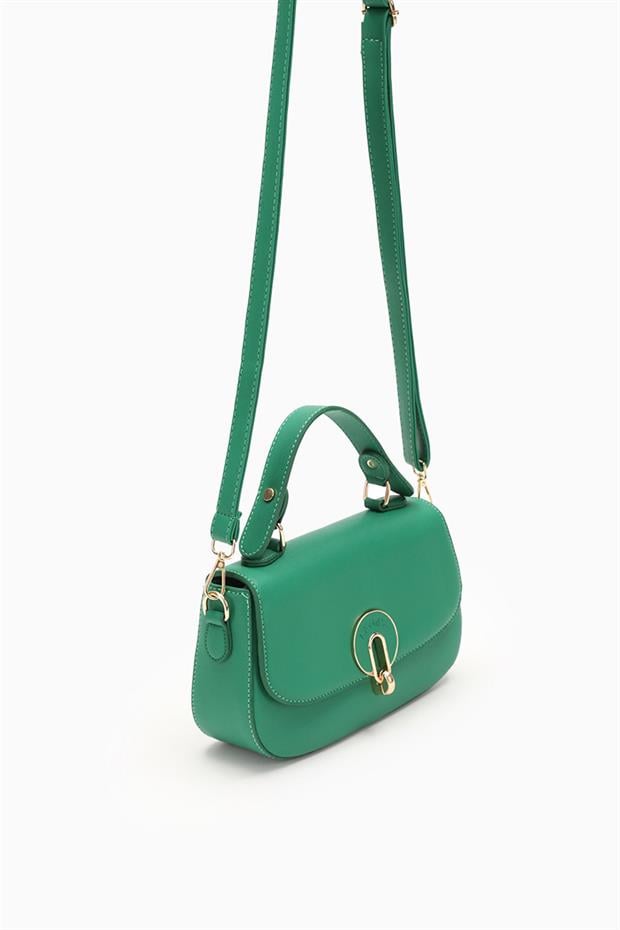 Çimen Yeşili Tek Gözlü Kilit Kapamalı El Çantası