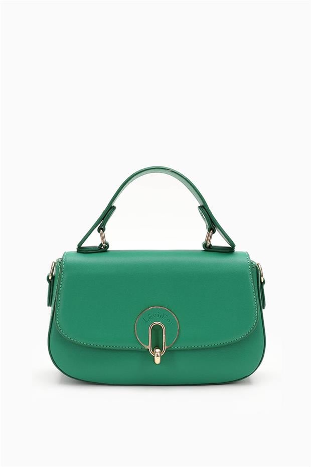 Çimen Yeşili Tek Gözlü Kilit Kapamalı El Çantası
