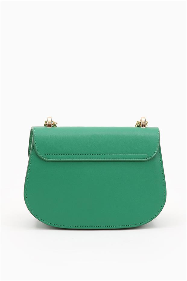 Çimen Yeşili Zircir Askılı Çevirme Kilitli Omuz Çantası