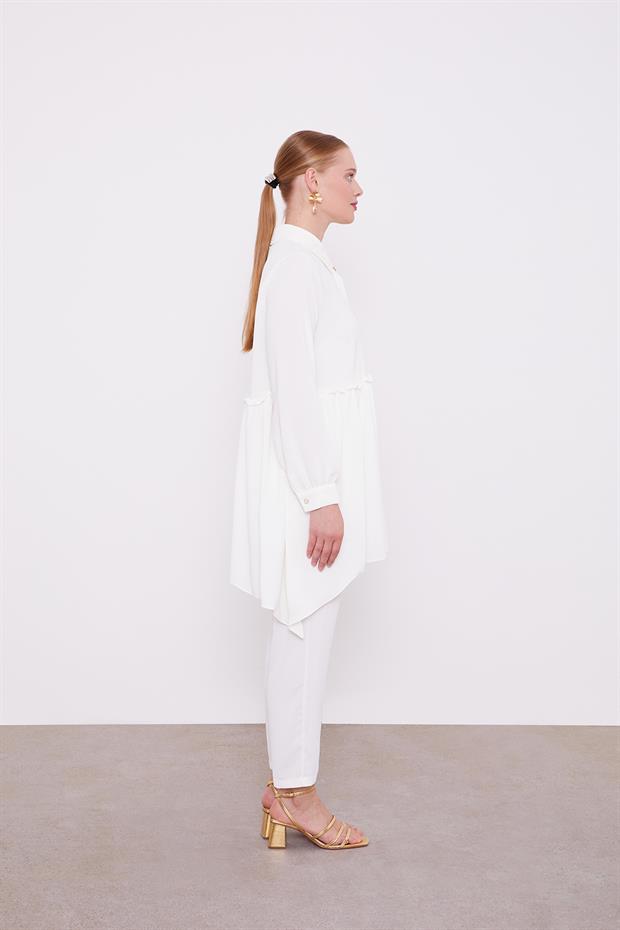 Ekru Pile Detaylı İkili Takım