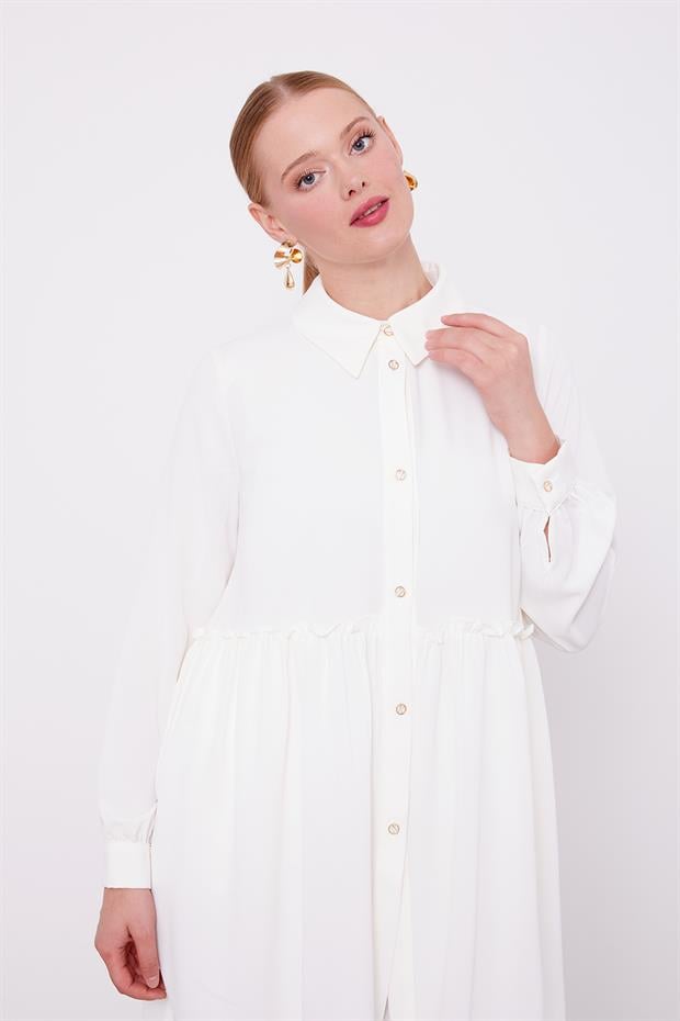 Ekru Pile Detaylı İkili Takım