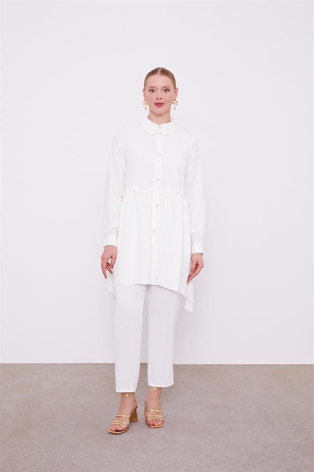 Ekru Pile Detaylı İkili Takım