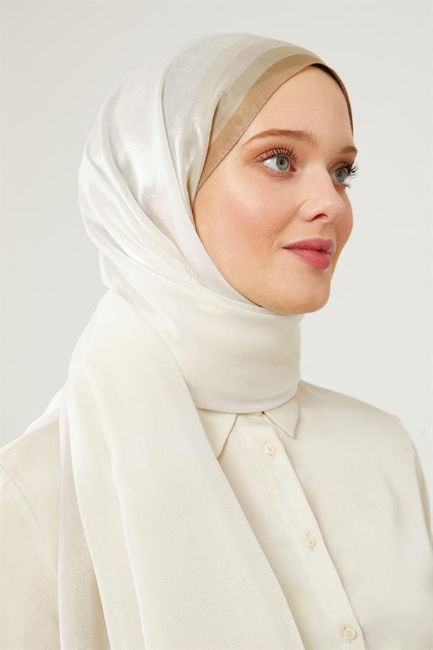 Ekru Renk Geçişli Kehribar Şal