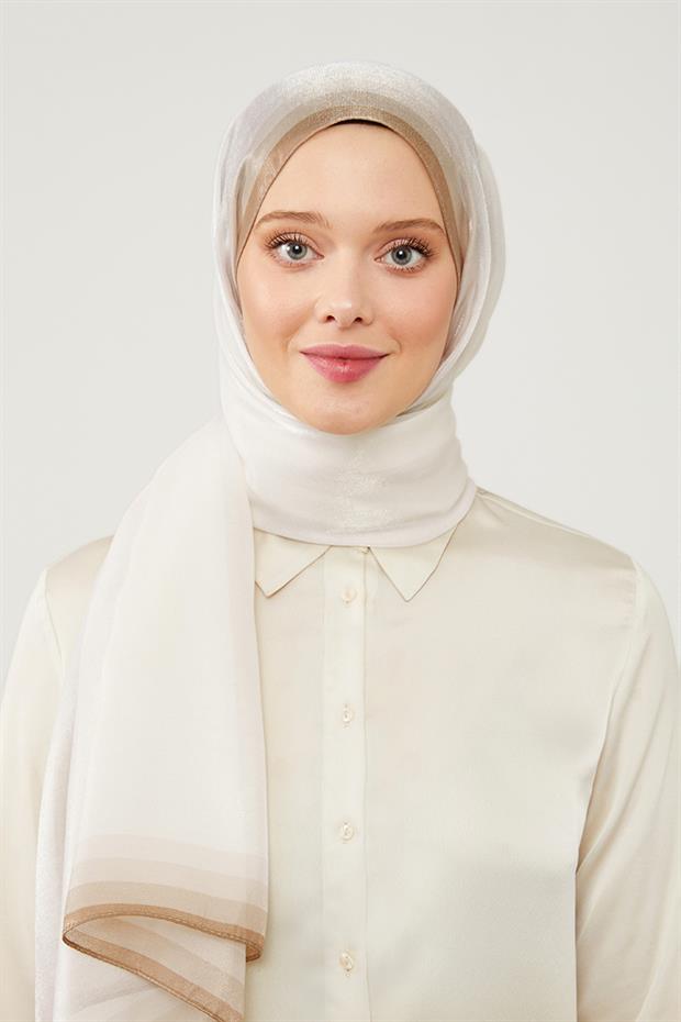 Ekru Renk Geçişli Kehribar Şal