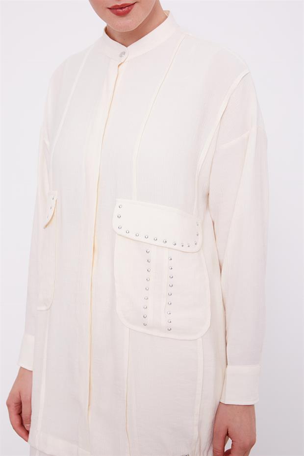 Ekru Hakim Yaka İkili Takım