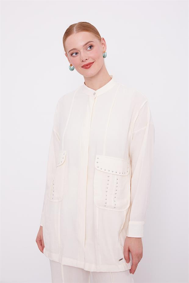 Ekru Hakim Yaka İkili Takım