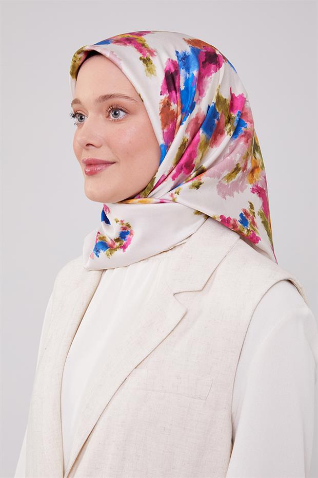 Ekru Batik Trend Twill Eşarp