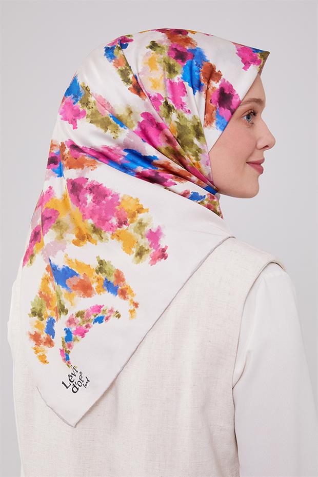 Ekru Batik Trend Twill Eşarp