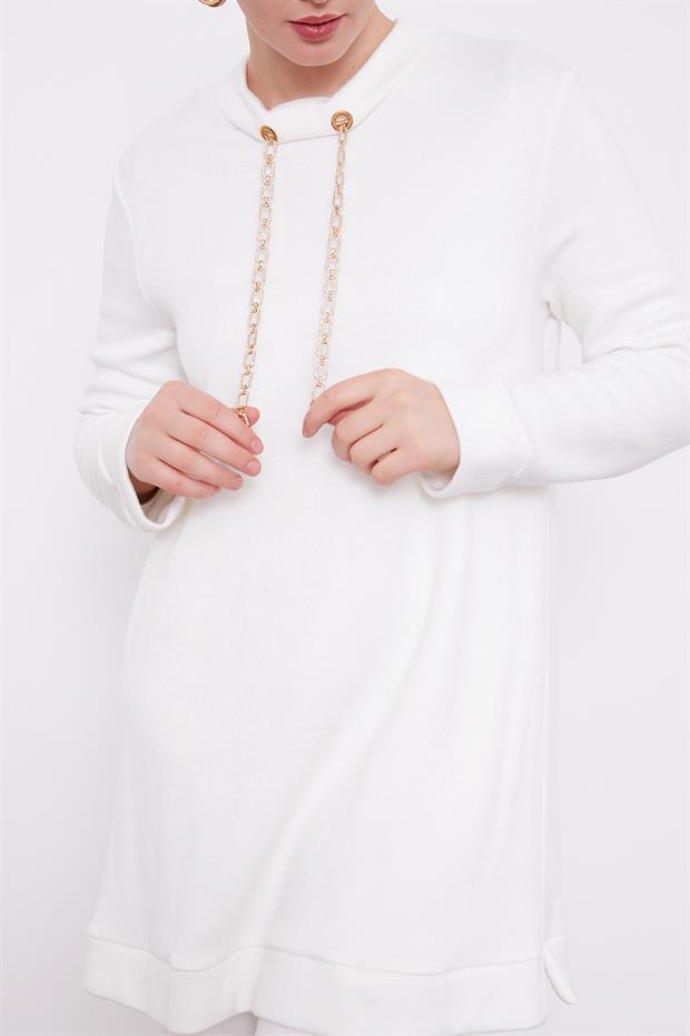 Ekru Zincir Detaylı İkili Takım