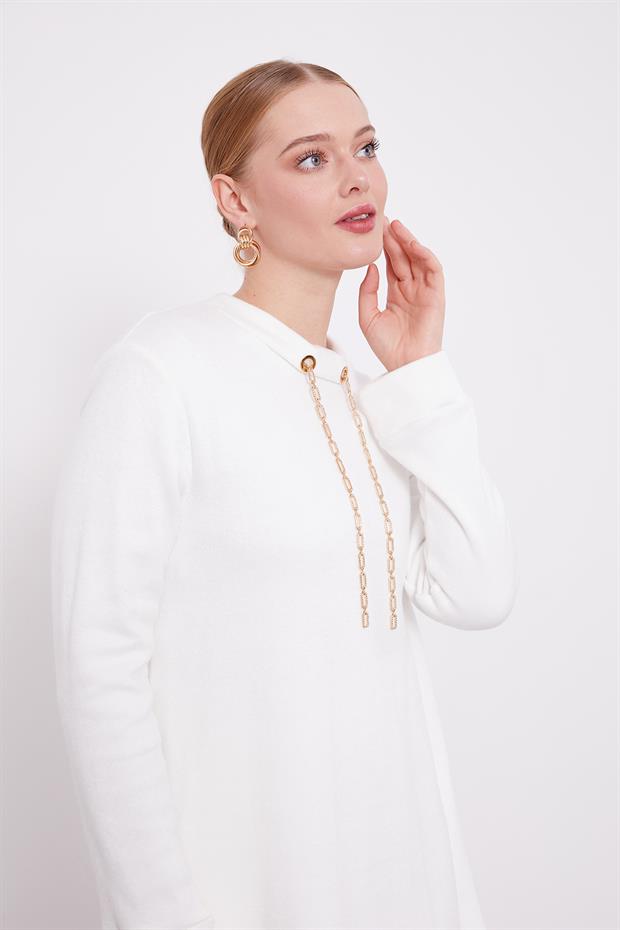 Ekru Zincir Detaylı İkili Takım