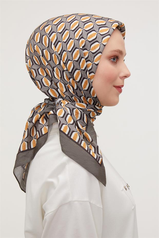 Füme Elips Desen Modal İpek Eşarp