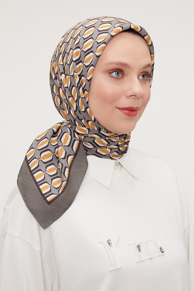 Füme Elips Desen Modal İpek Eşarp