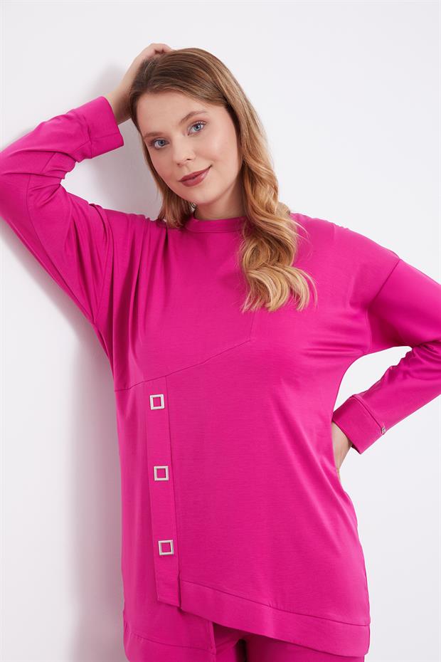 Fuşya Asimetrik Kesim İkili Takım