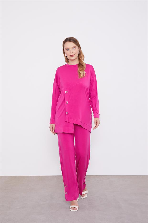 Fuşya Asimetrik Kesim İkili Takım