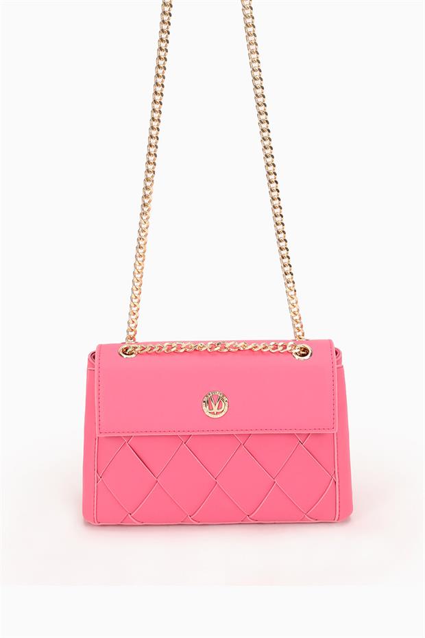 Fuşya Baklava Desen Zincirli Omuz Çantası