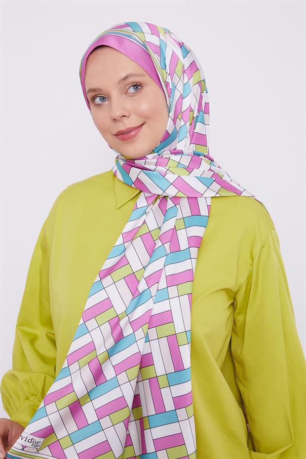 Fuşya Küp Desen Angel Şal