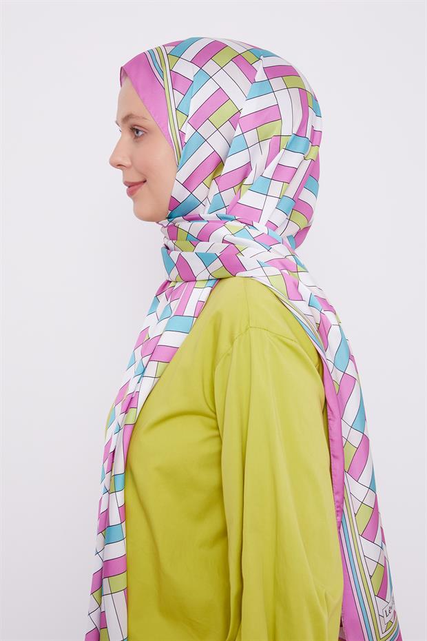 Fuşya Küp Desen Angel Şal