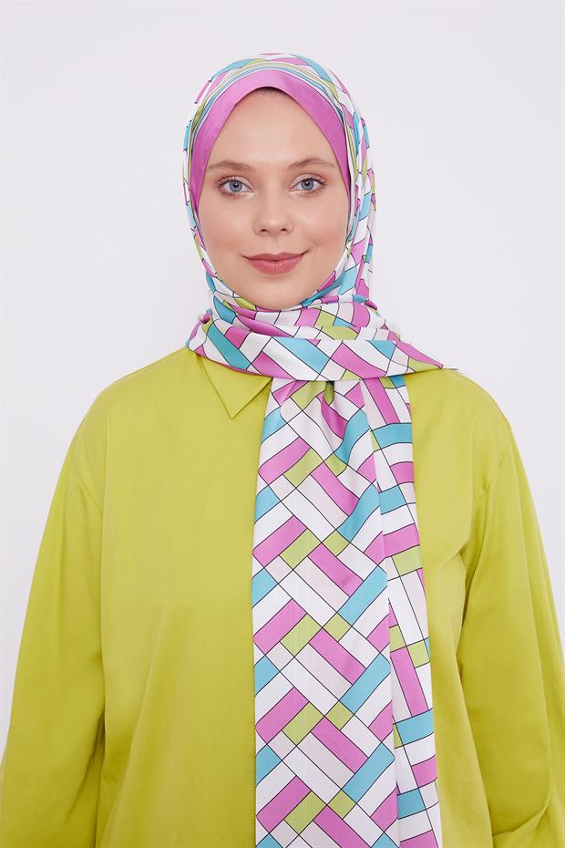 Fuşya Küp Desen Angel Şal