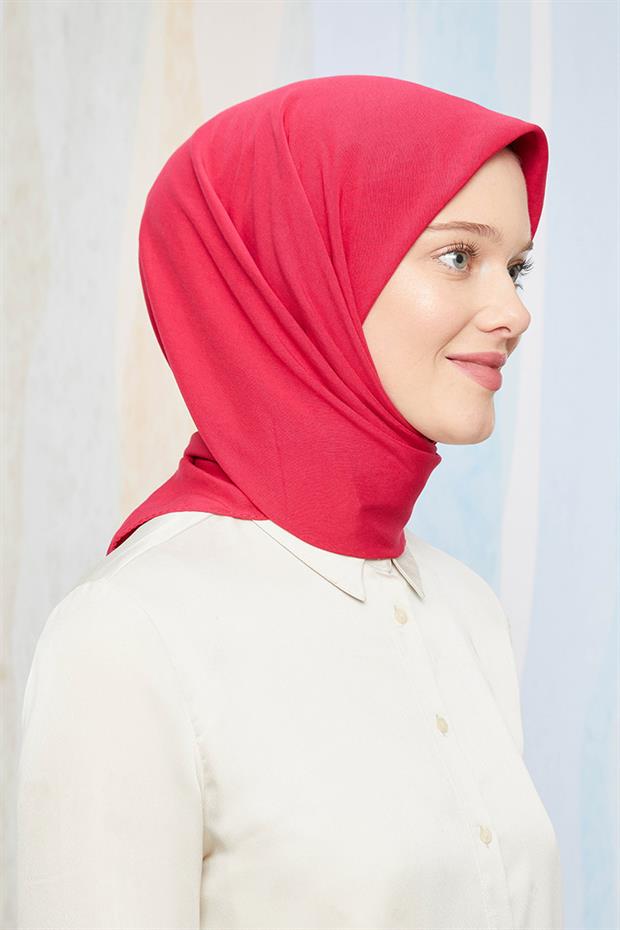 Fuşya Pamuk Cazz Kare Eşarp