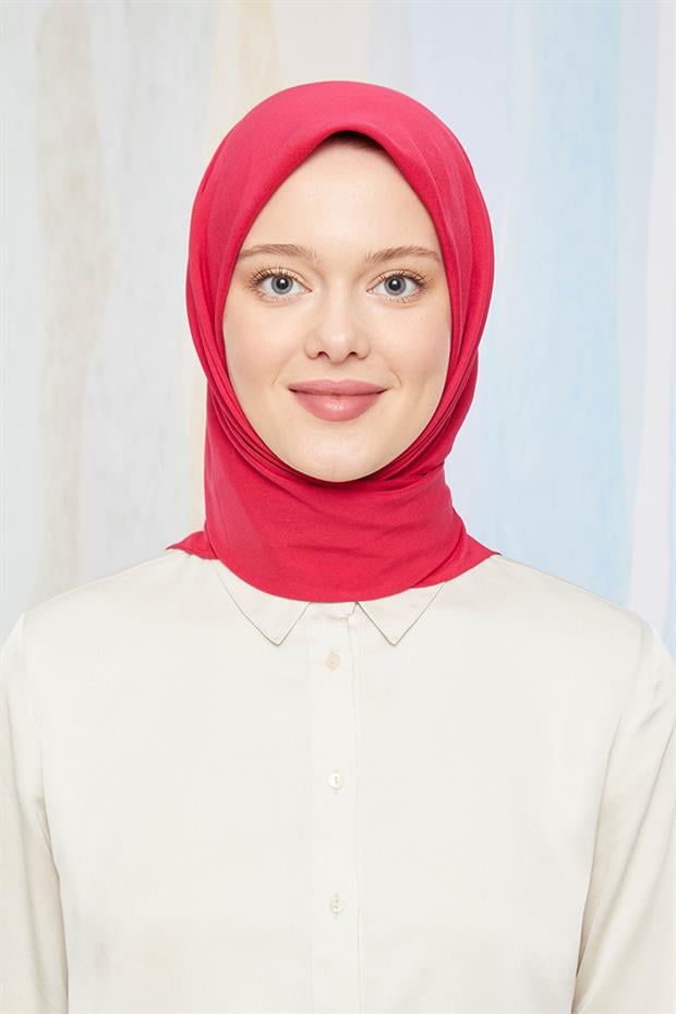 Fuşya Pamuk Cazz Kare Eşarp