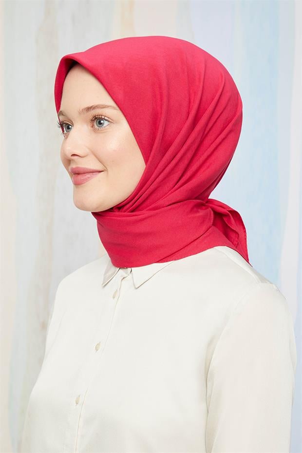 Fuşya Pamuk Cazz Kare Eşarp