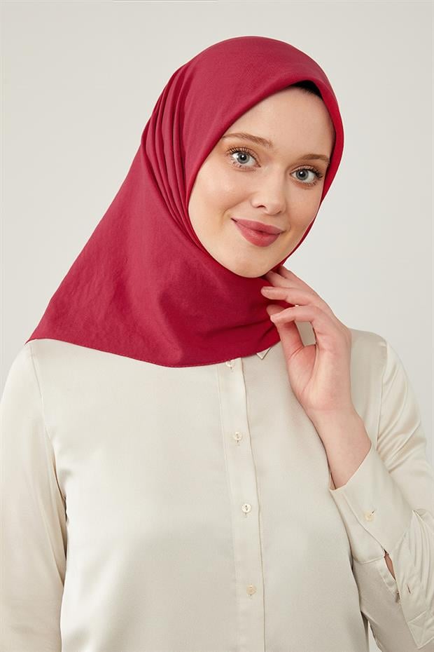 Fuşya Pamuklu Cazz Kare Eşarp