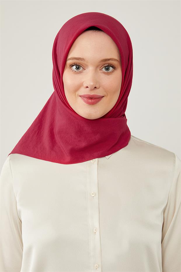 Fuşya Pamuklu Cazz Kare Eşarp