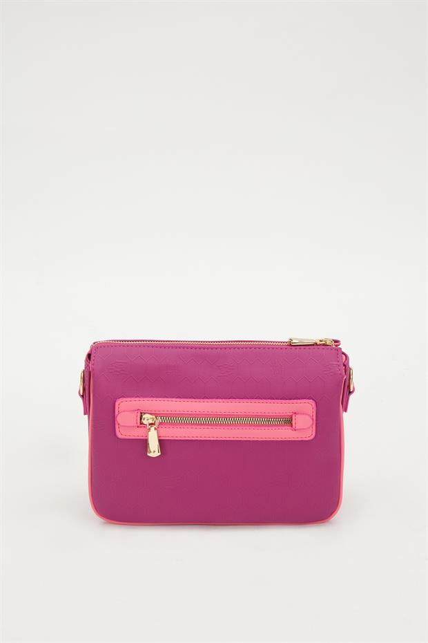 Fuşya Petek Kabartmalı Omuz Çantası