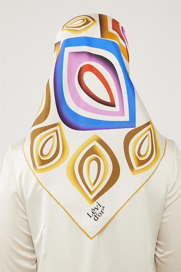 Gold Damla Desen Saf İpek Eşarp