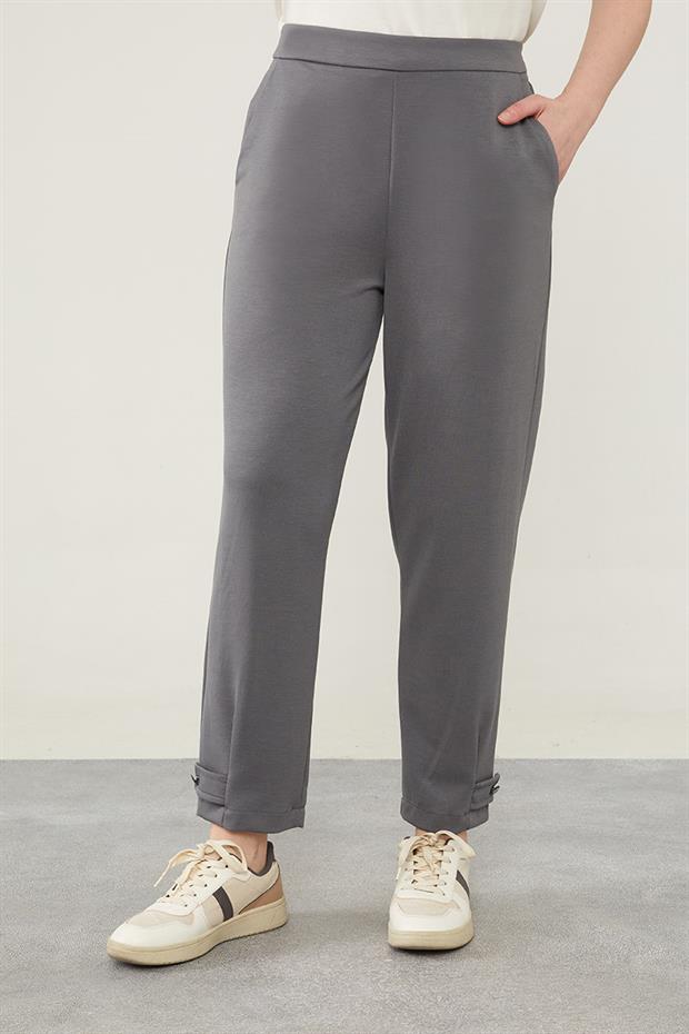 Gri - Antrasit Ribanası Düğme Detaylı Hırkalı Takım