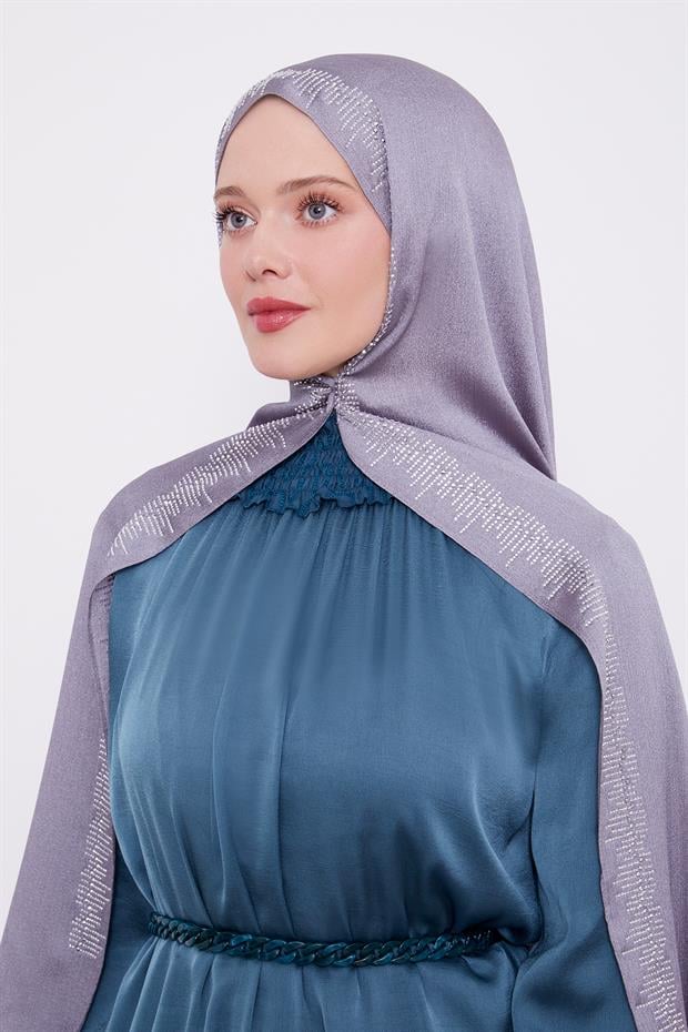 Gri Çubuk Şeritli Diamond Şal