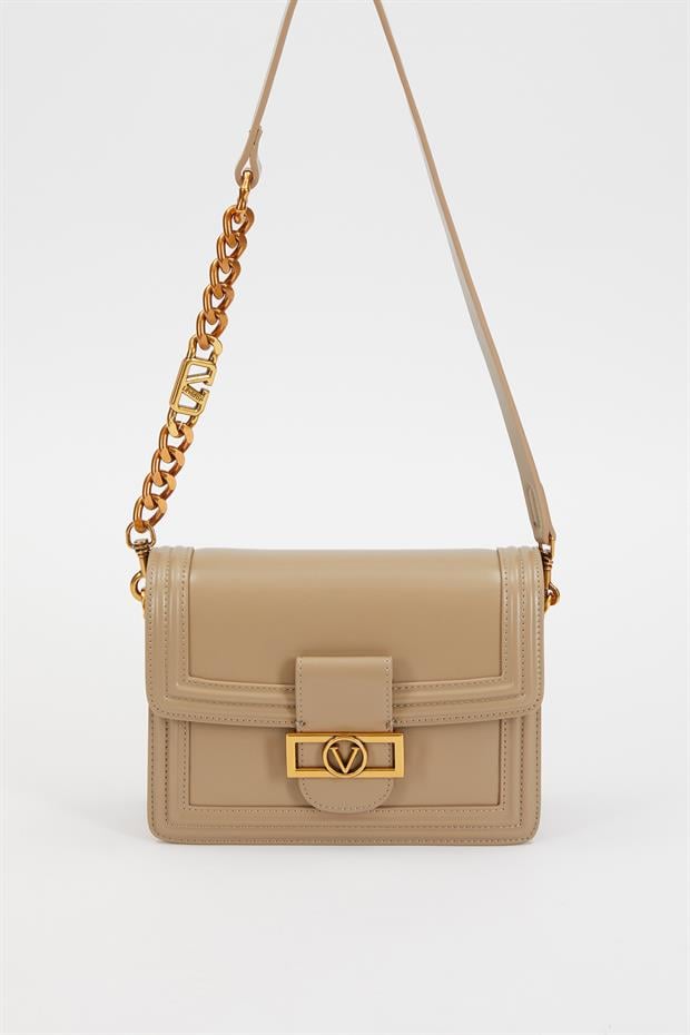 Gri Deri Zincir Askılı Omuz Çantası