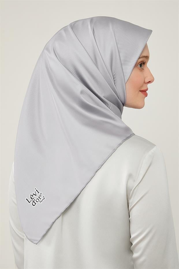 Gri Düz Twill Eşarp
