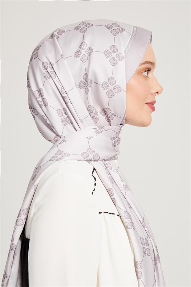 Gri Geometrik Desen Angel Şal