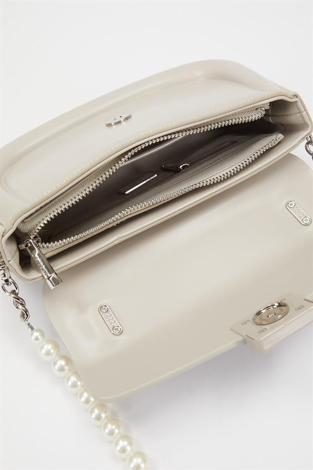 Gri İnci Askılı Omuz Çantası