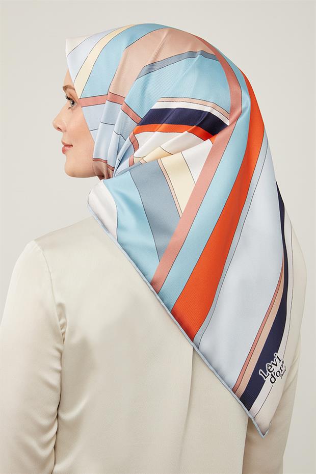 Gri Kalın Çizgili Eşarp