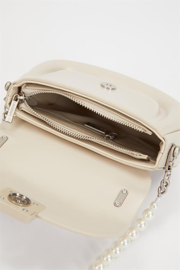 Gri Kalp Akseuarlı El Çantası