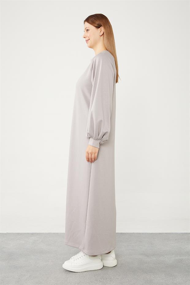 Gri Nevür Detaylı Spor Elbise