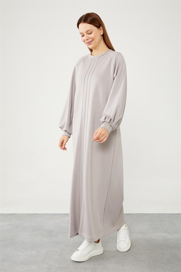 Gri Nevür Detaylı Spor Elbise