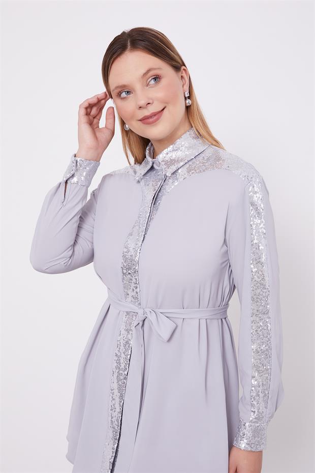 Gri Payet Detaylı İkili Takım