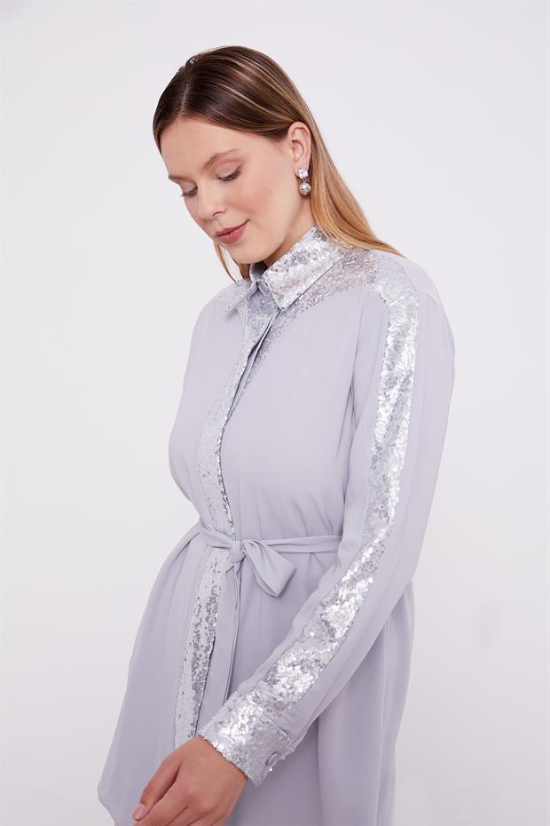 Gri Payet Detaylı İkili Takım