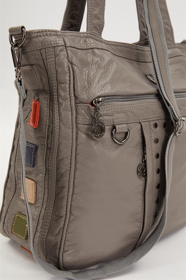 Gri Renk Detaylı Omuz Çantası