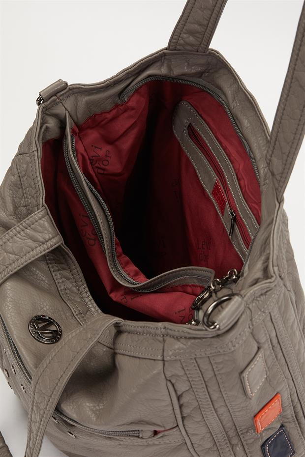 Gri Renk Detaylı Omuz Çantası