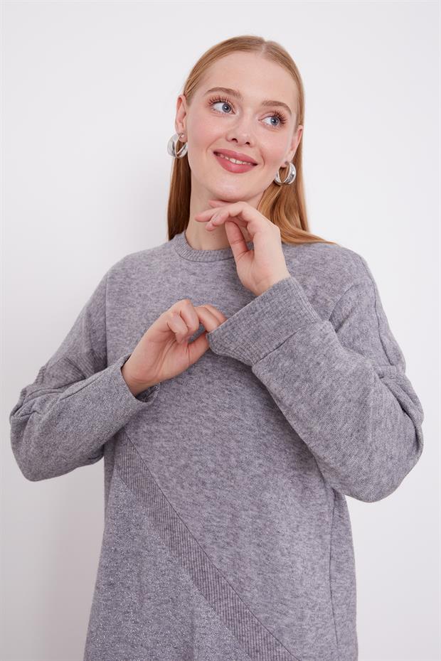 Gri Simli Triko Tunik