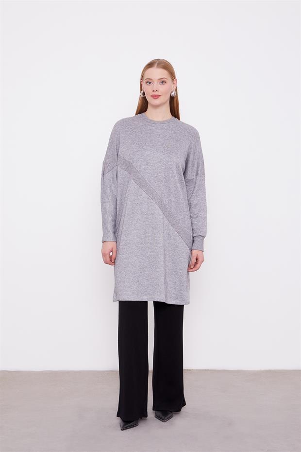 Gri Simli Triko Tunik